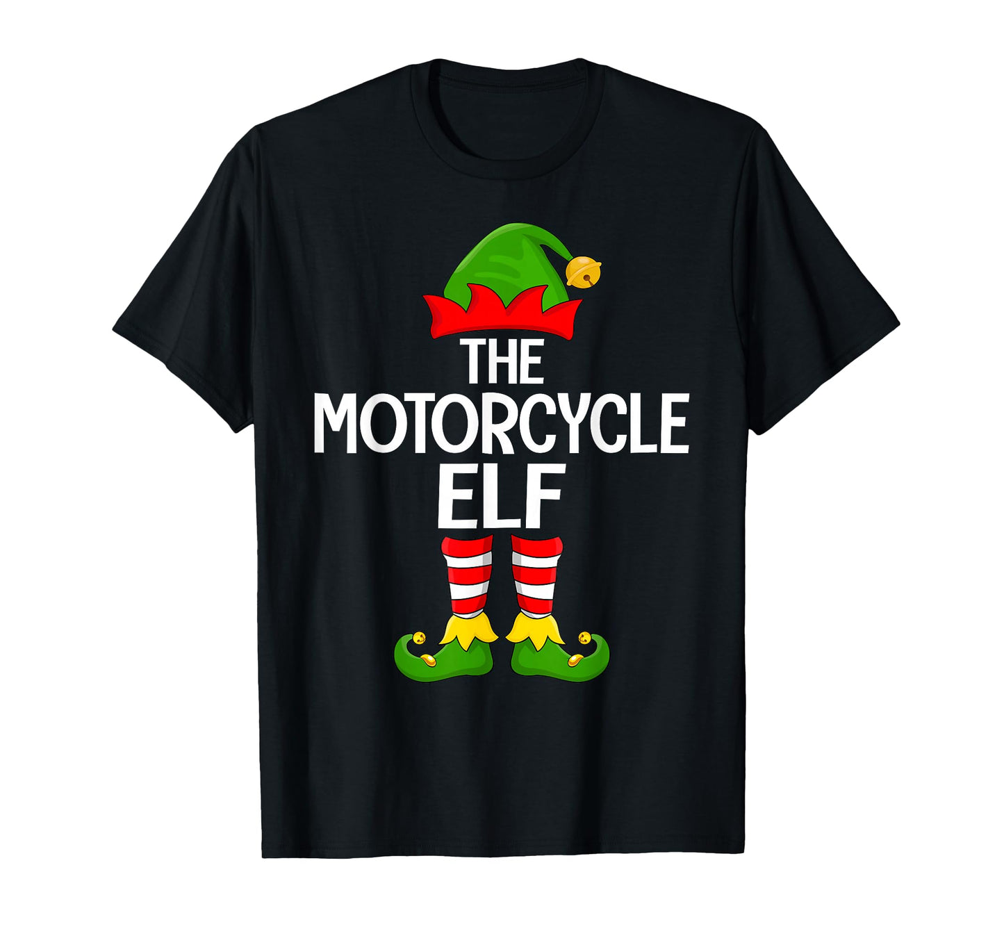 Motorcycle Elf Xmas Matching Family Elf Squad Christmas T-Shirt