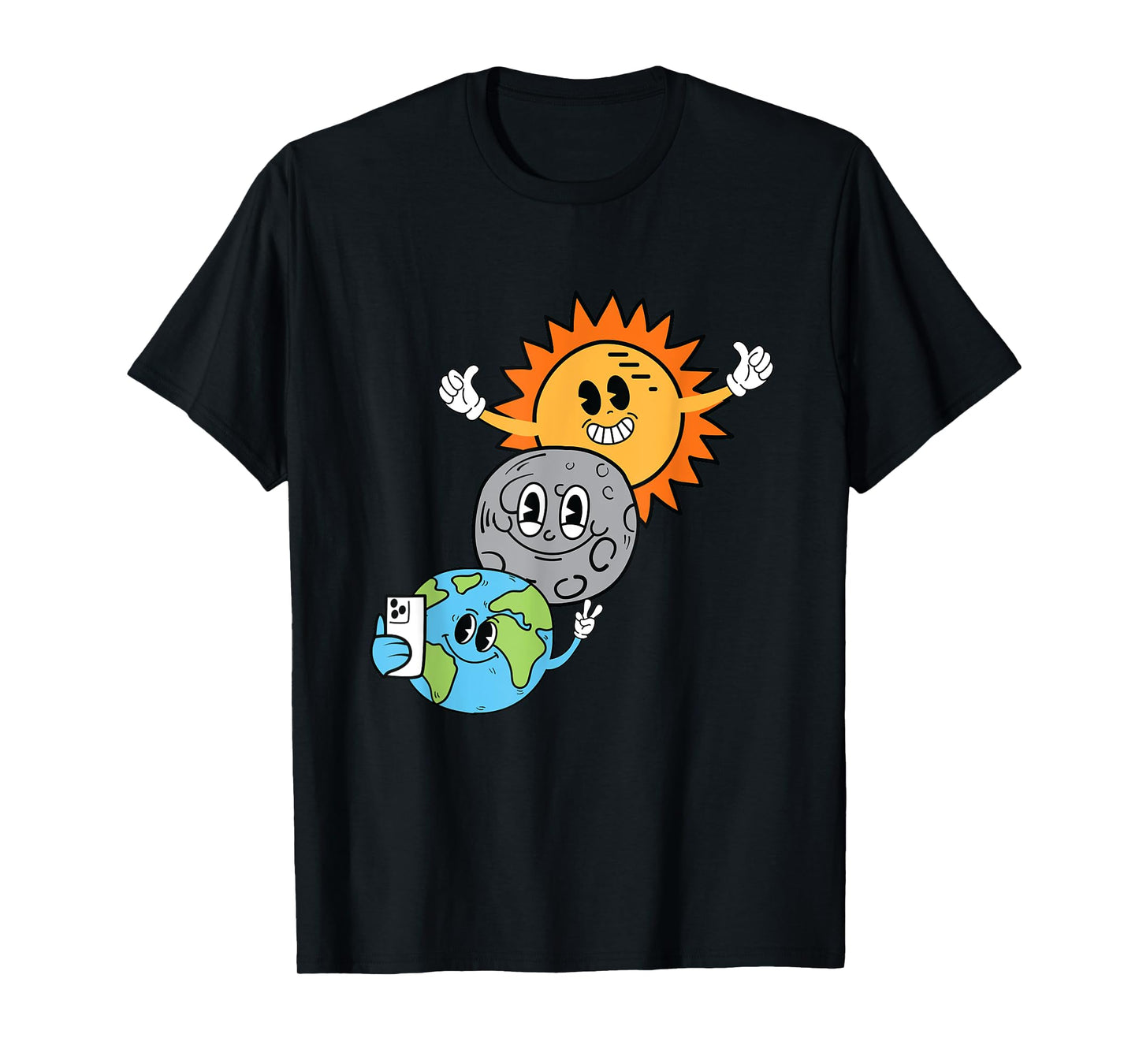 2024 Solar Eclipse Sun Moon Earth Selfie Kids Adult April 8 T-Shirt