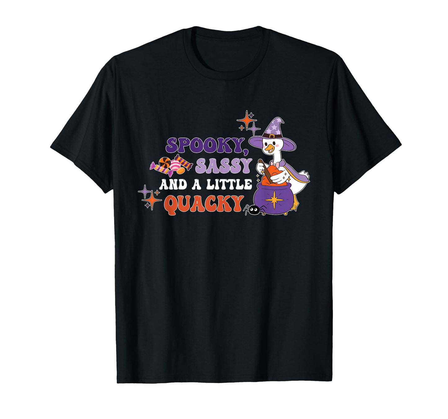 Spooky, Sassy and A Little Quacky Witchy Goose Halloween T-Shirt