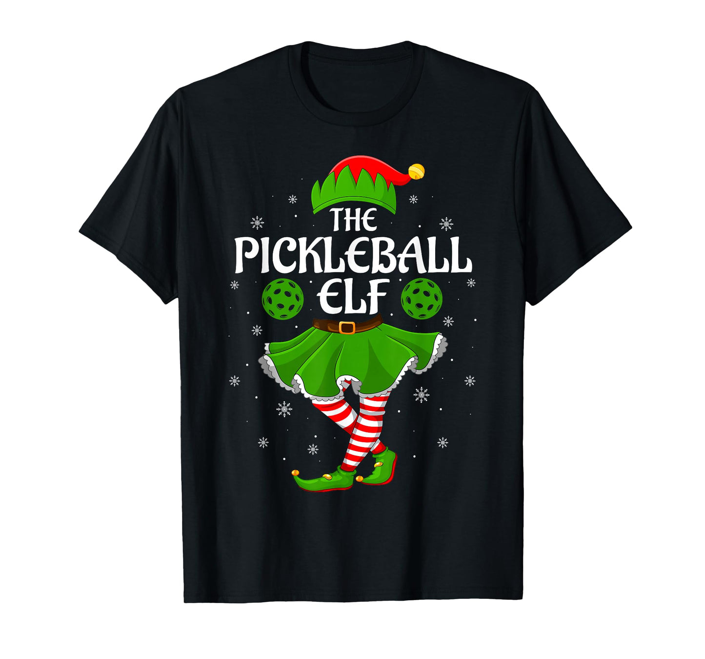 Pickleball Elf Christmas Family Girls Women Elf Squad Xmas T-Shirt