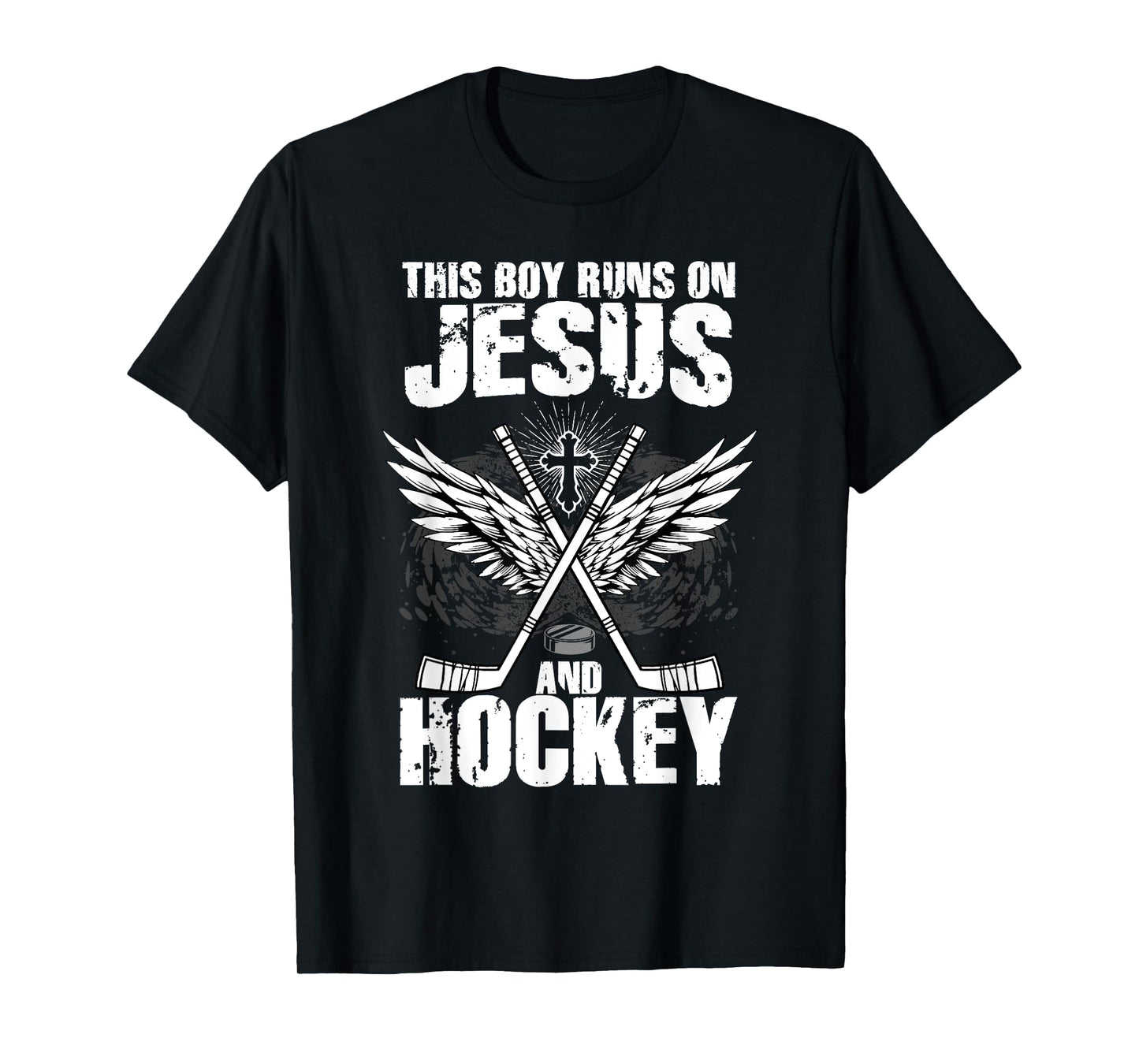 This Boy Runs On Jesus And Hockey T-Shirt