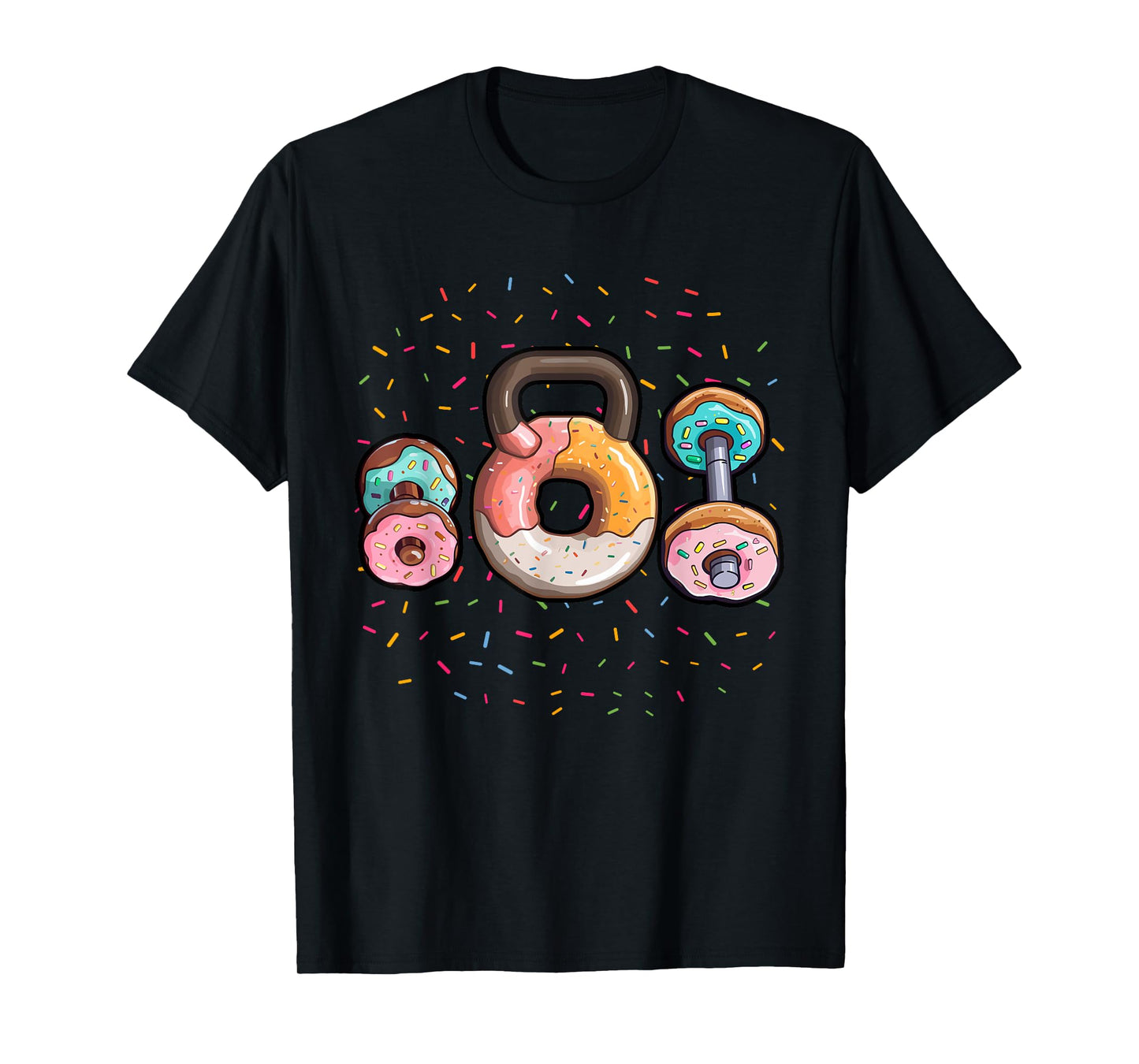 Kettlebell Donut Shirt Funny Gym Shirt Gym Fitness Doughnut T-Shirt