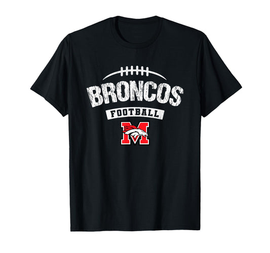 Mustang Broncos Logo Football Distressed HS T-Shirt