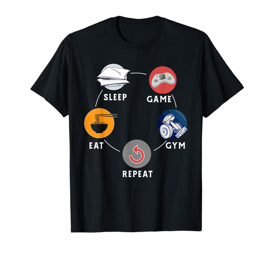Eat Sleep Game Gym Repeat Design For Workout Gym Lovers T-Shirt