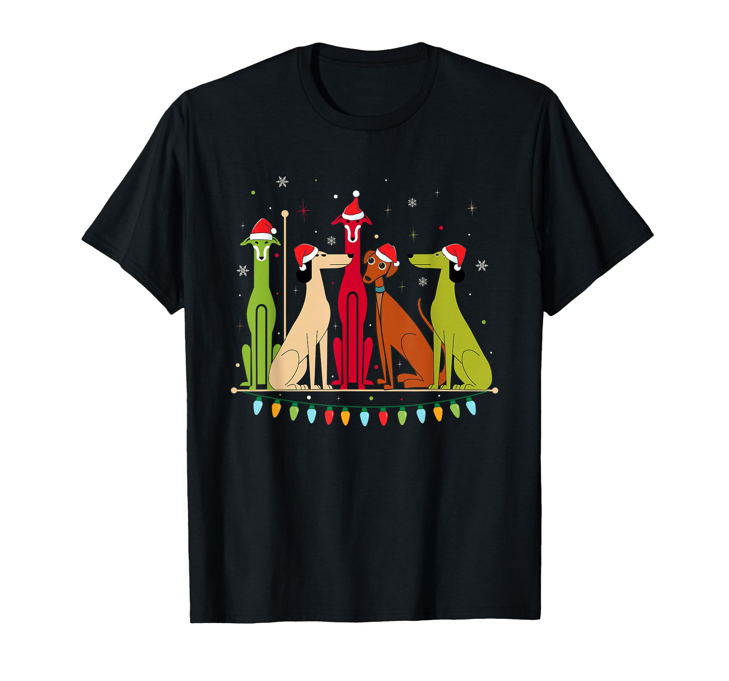 Modern Dogs 60s 70s 80s Style Funny Dogs Christmas T-Shirt