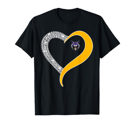 Hallsville Bobcats Logo Diamond Heart HS T-Shirt