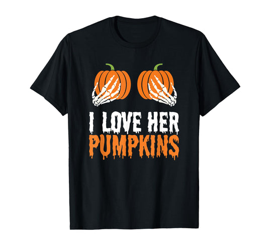 I Love His Broomstick I Love Her Pumpkins Halloween Couples T-Shirt