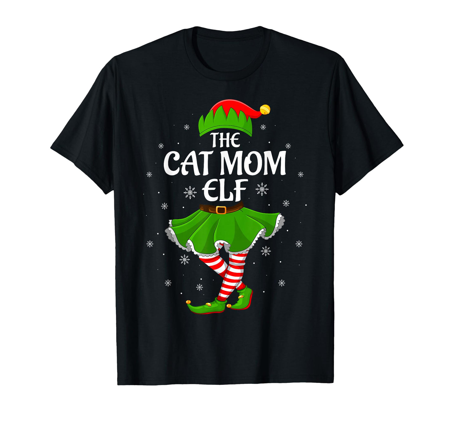 Cat Mom Elf Christmas Family Girls Women Elf Squad Xmas T-Shirt