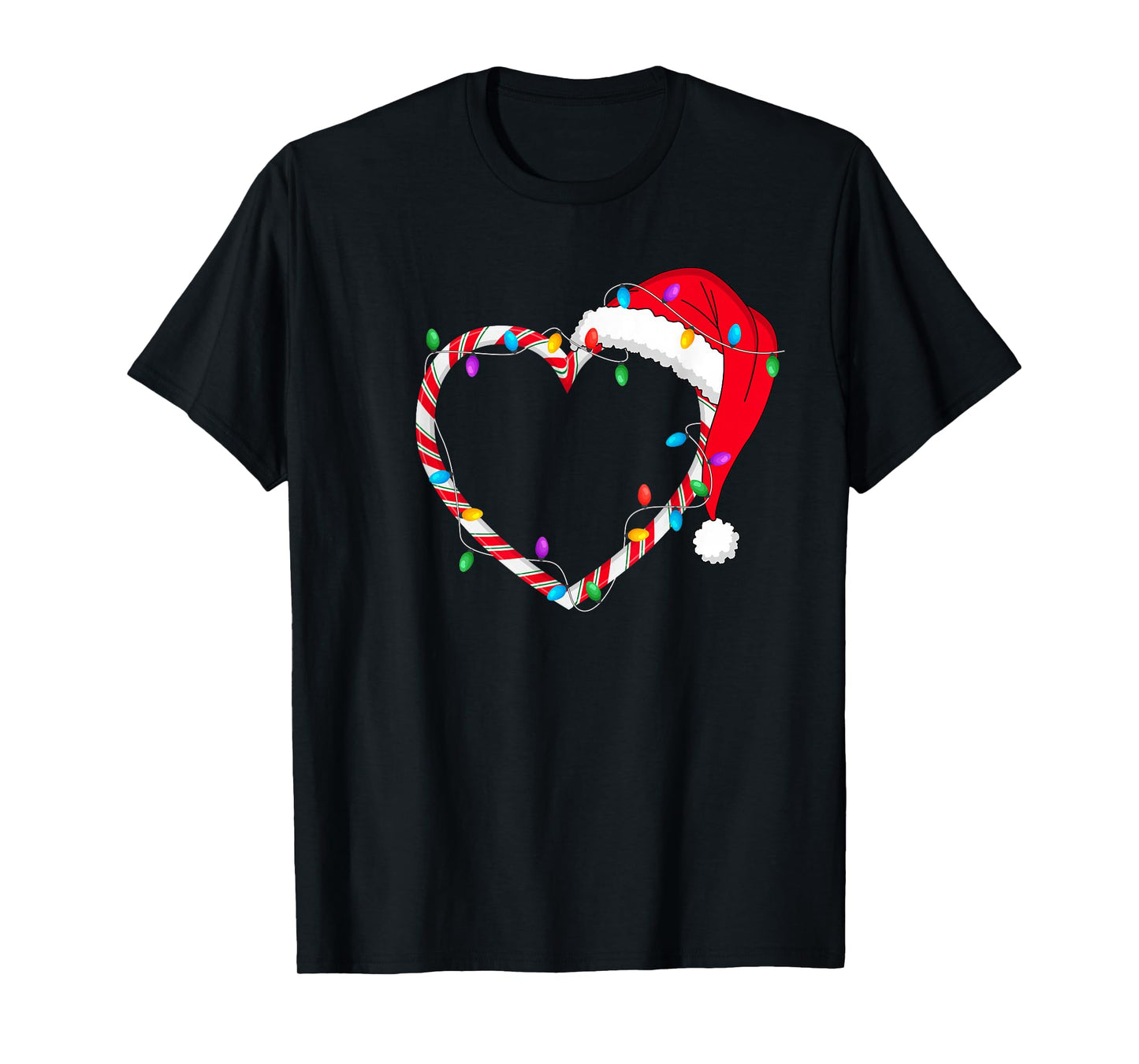 Christmas Candy Cane Heart Funny Love Candy Men Women Kids T-Shirt