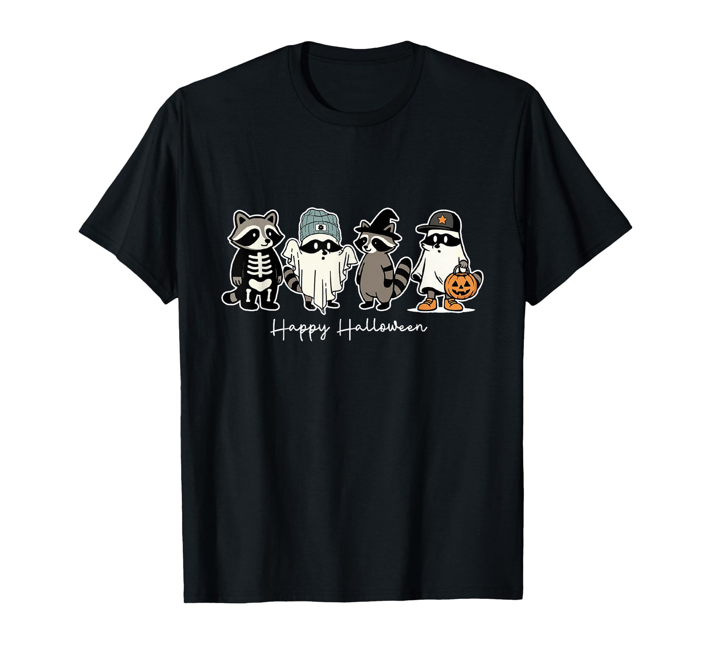 Happy Halloween Raccoon Ghost Raccoon Witch Trash Panda Meme T-Shirt