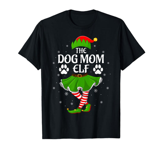 Dog Mom Elf Christmas Family Girls Women Elf Squad Xmas T-Shirt