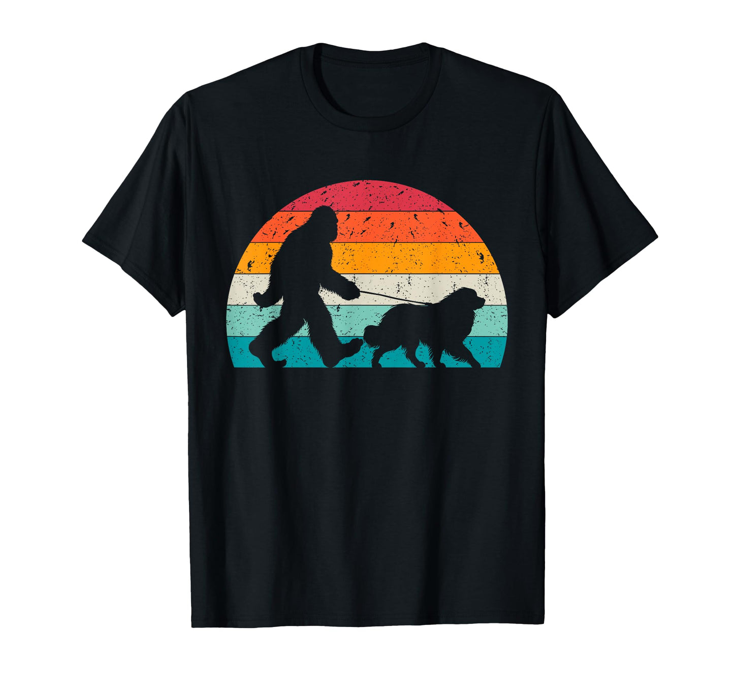 Bigfoot Walking a Dog Funny Great Pyrenees Lovers Dog Dad Men Women Kids T-Shirt