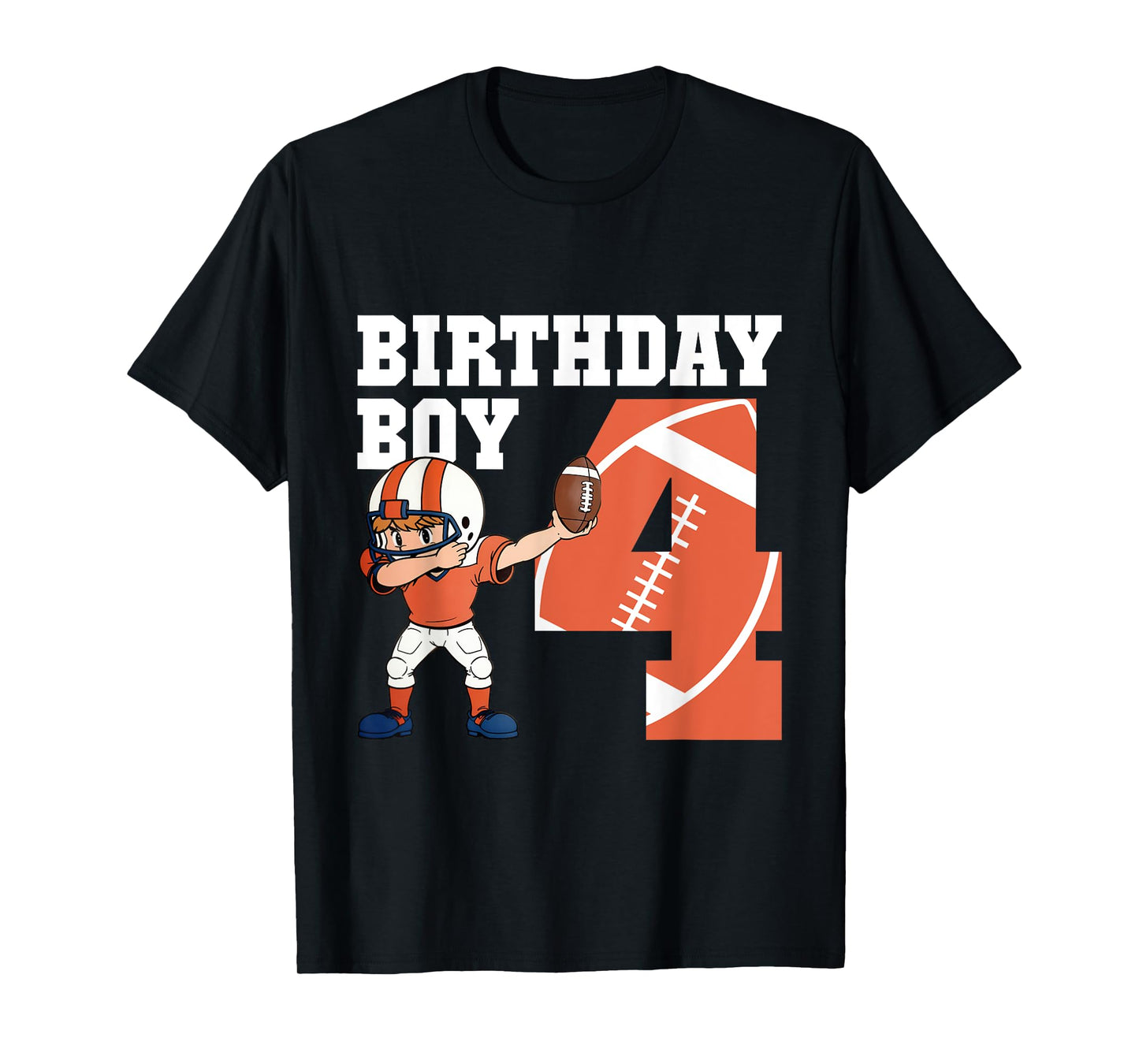 4th Birthday Boy Football Player Dabbing 4 Years Old Kids T-Shirt