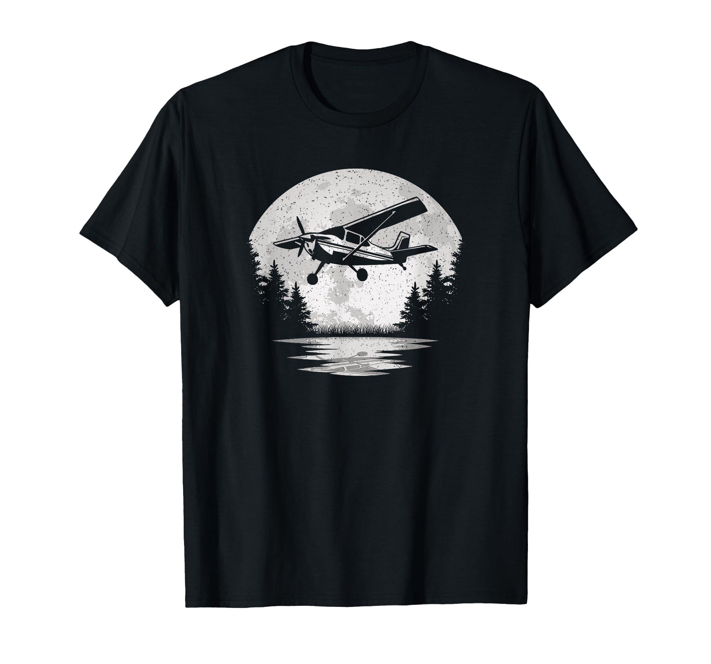 Vintage Airplane Moon Fly Plane Aviator Aviation Pilot Men T-Shirt