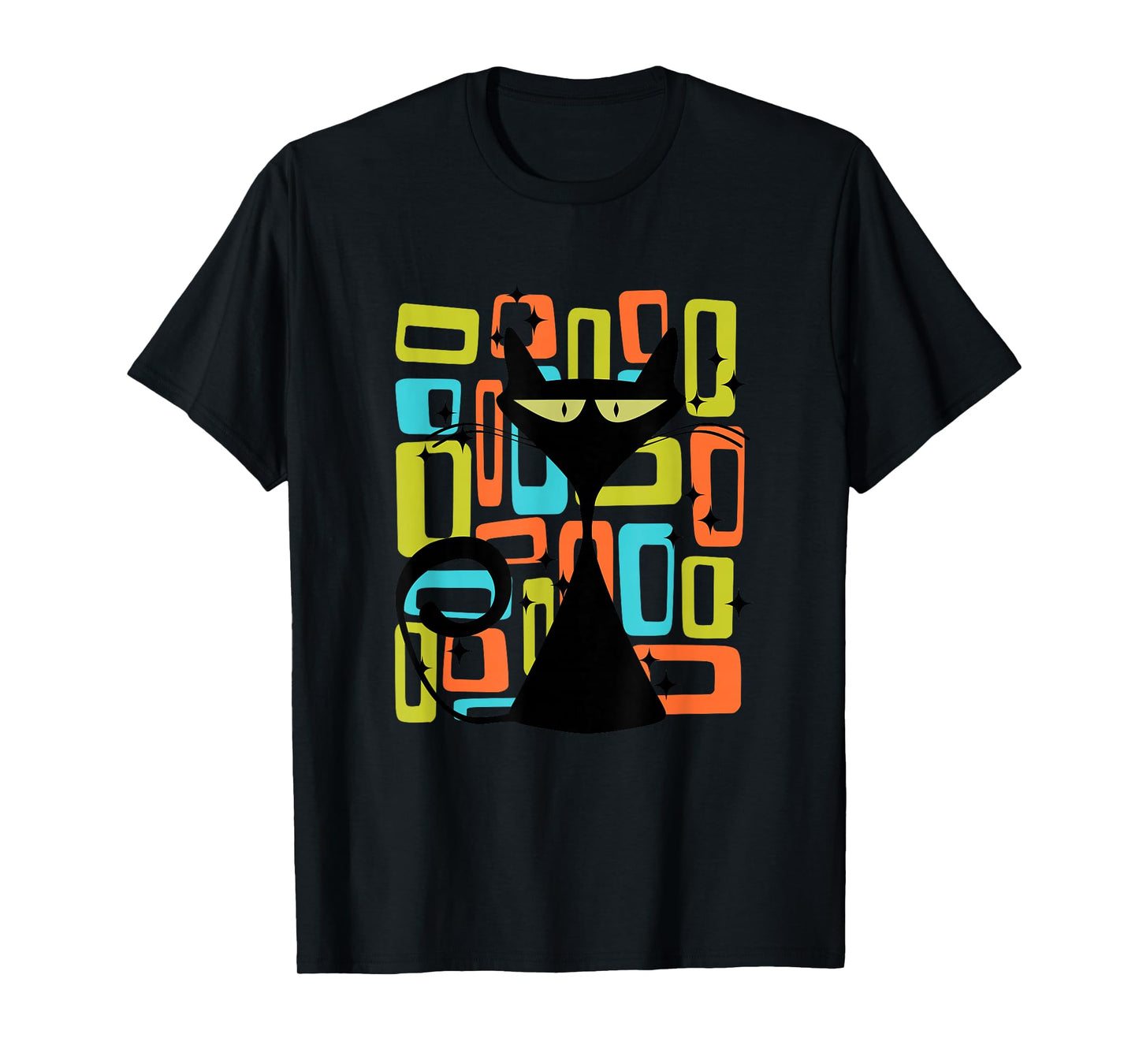 Retro Cat Midcentury Mid Century Style Modern Abstract Shape T-Shirt