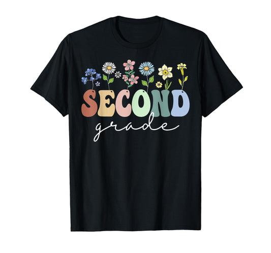2nd Grade Wildflower Floral Back To School Gift For Teachers T-Shirt for Men Women Girls Kids