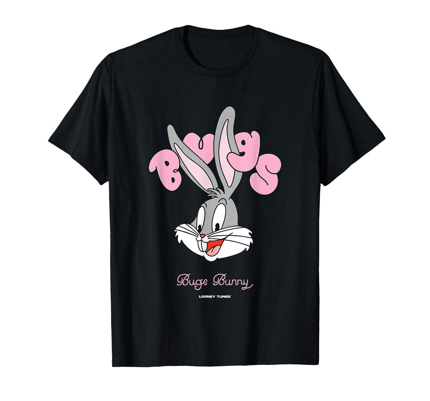 Looney Tunes Bugs Bunny Pink Bubble Text Big Face T-Shirt