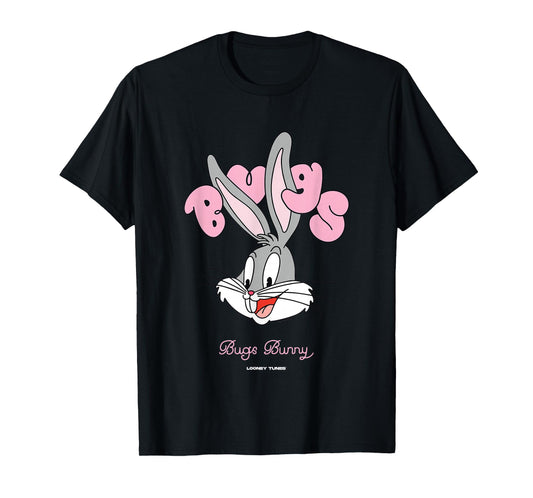 Looney Tunes Bugs Bunny Pink Bubble Text Big Face T-Shirt