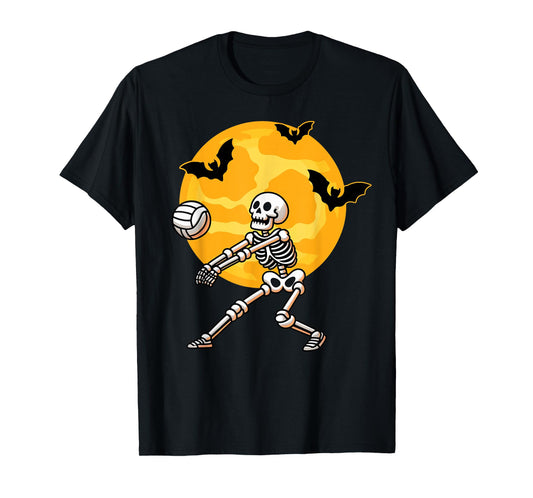 Volleyball Skeleton Halloween Men Boys Volleyball Player T-Shirt