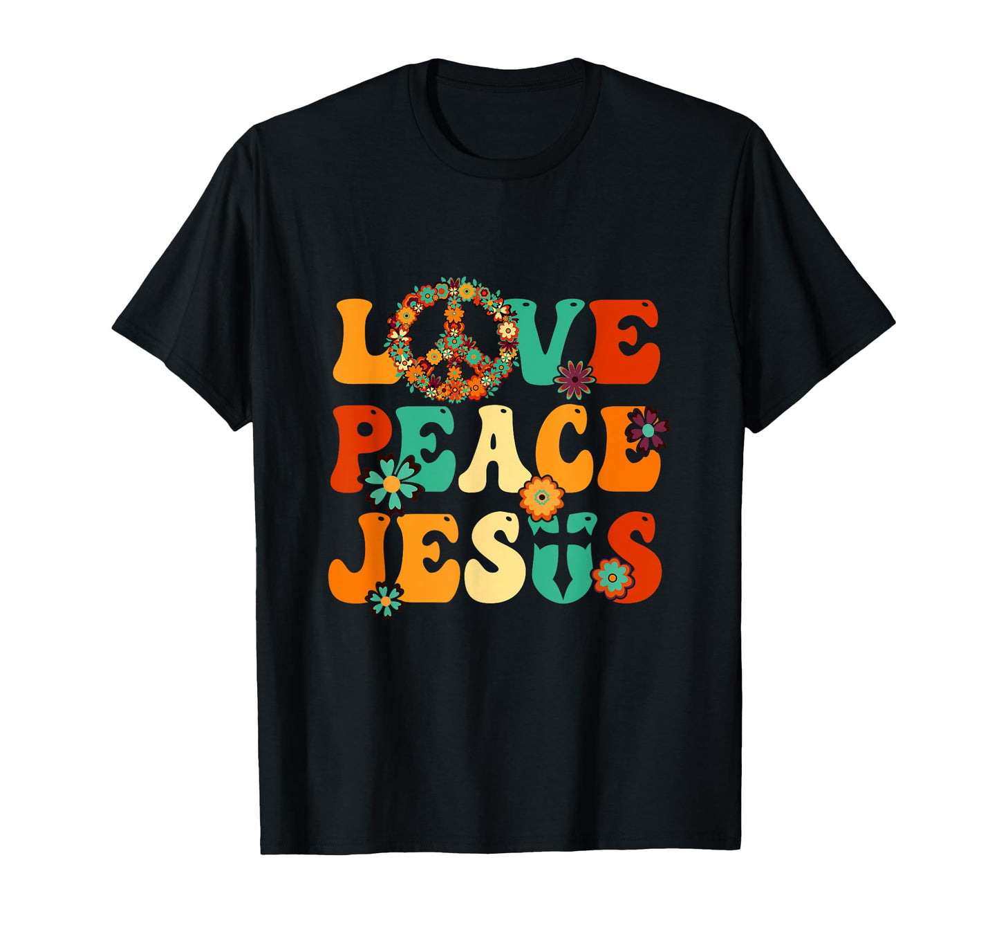Love Peace Jesus Christian Fun 60S 70S Costume Groovy Hippie T-Shirt