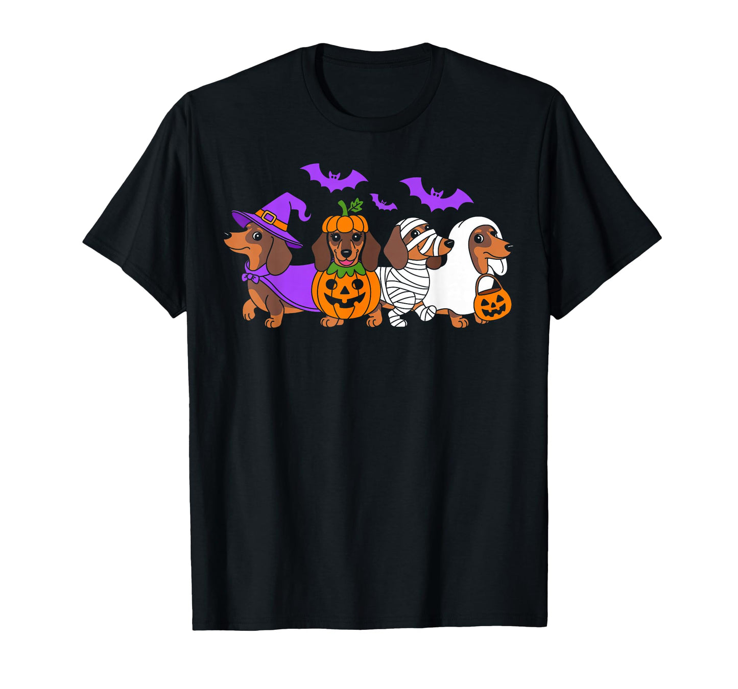 Weiner Dog Witch Happy Halloween T-Shirt