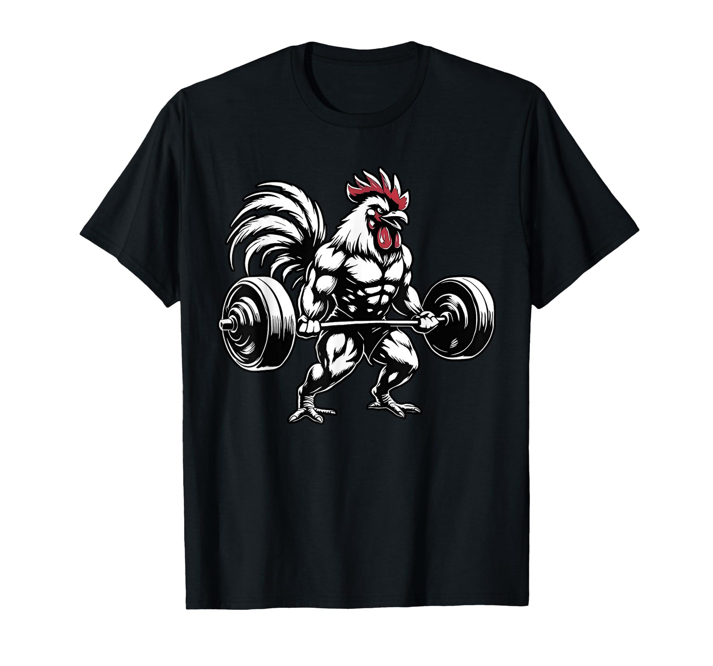 Vintage Rooster Weightlifting Bodybuilder Muscle Fitness T-Shirt