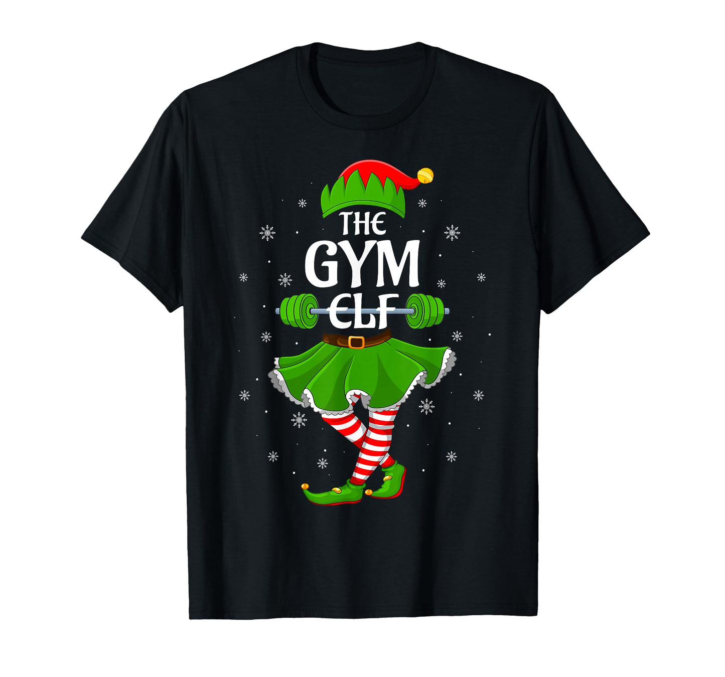 Gym Elf Christmas Family Workout Girls Women Elf Squad Xmas T-Shirt