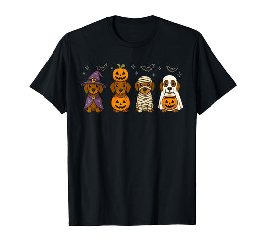 Weiner Dog Witch Happy Halloweenie Cute Halloween Dachshund T-Shirt