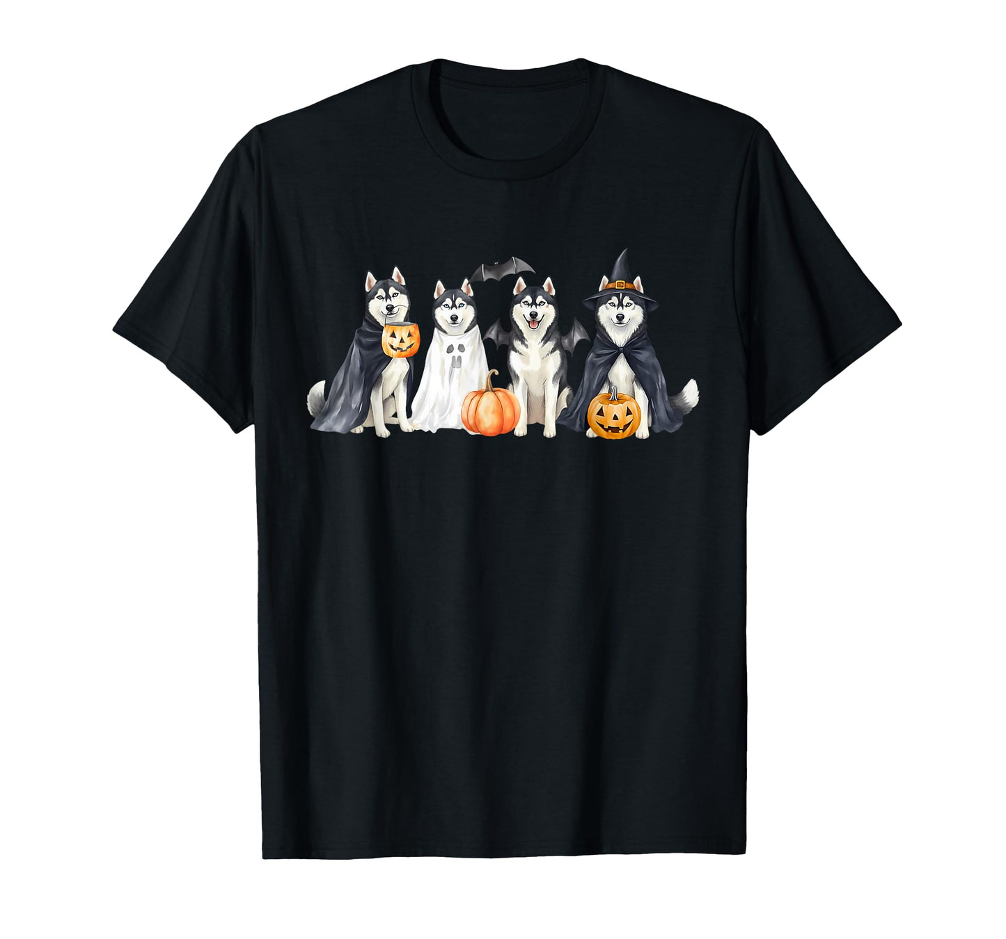 Boys Husky Halloween Dog Ghost Pumpkin Costume for Kids T-Shirt