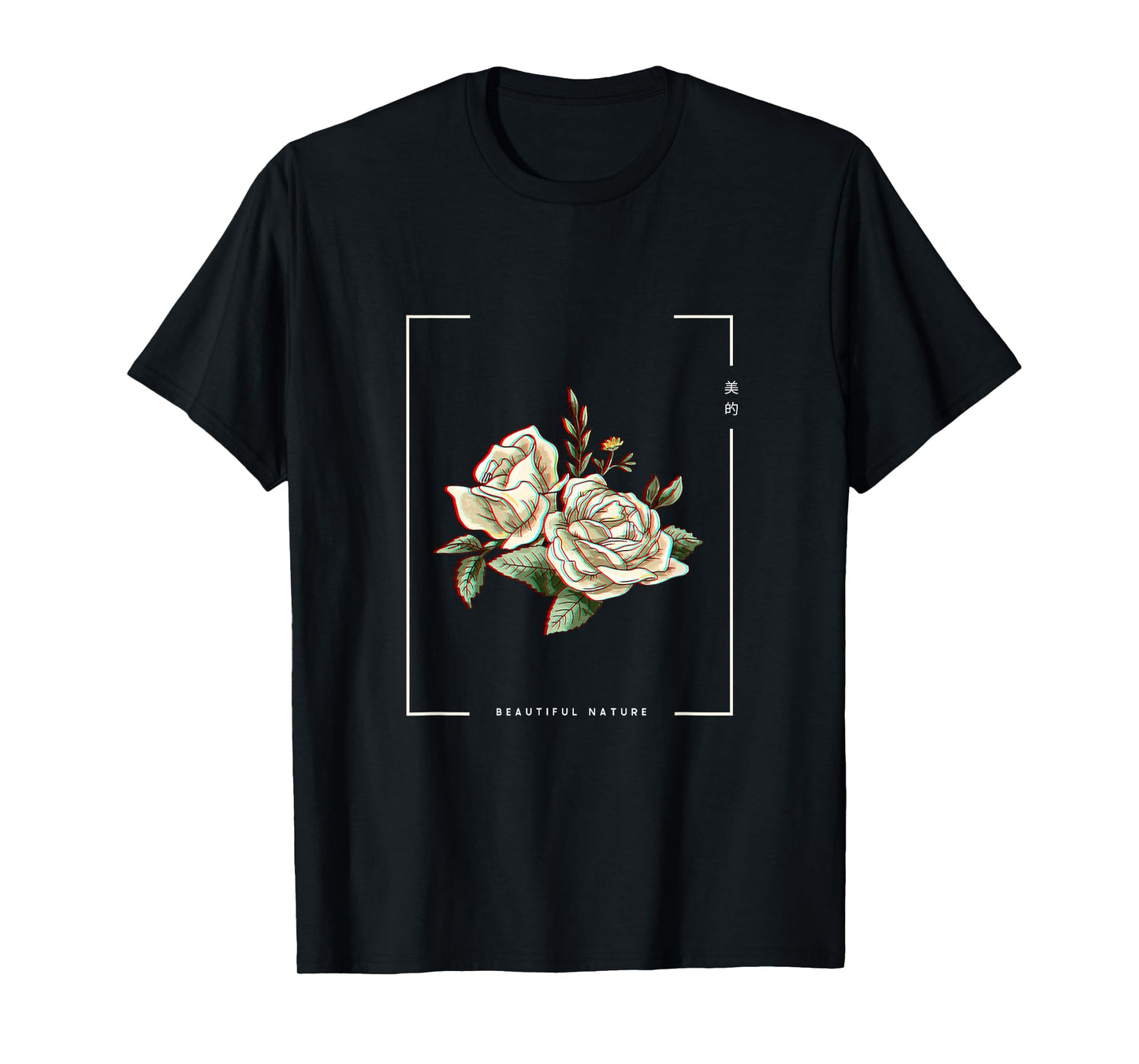 Japanese Aesthetic Vaporwave Nature Flower Glitch Anime T-Shirt
