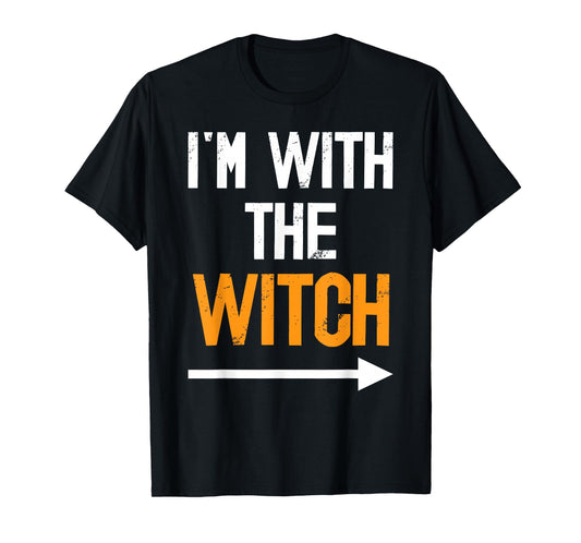 I’m With The Witch Halloween Couples Costume Autumn Party T-Shirt