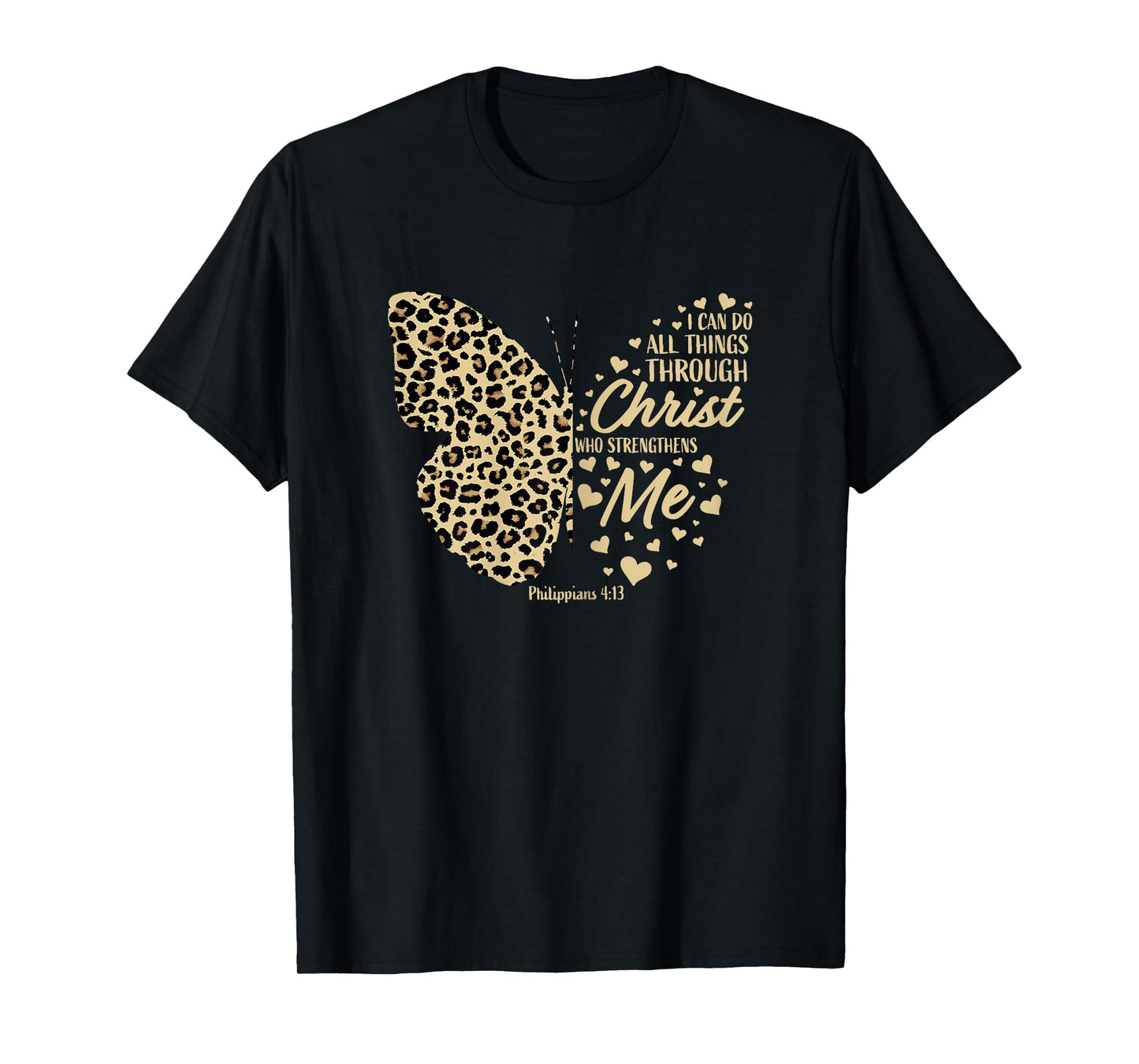 Christian Bible Verse Butterfly Cheetah Mom Women Teen Girls T-Shirt