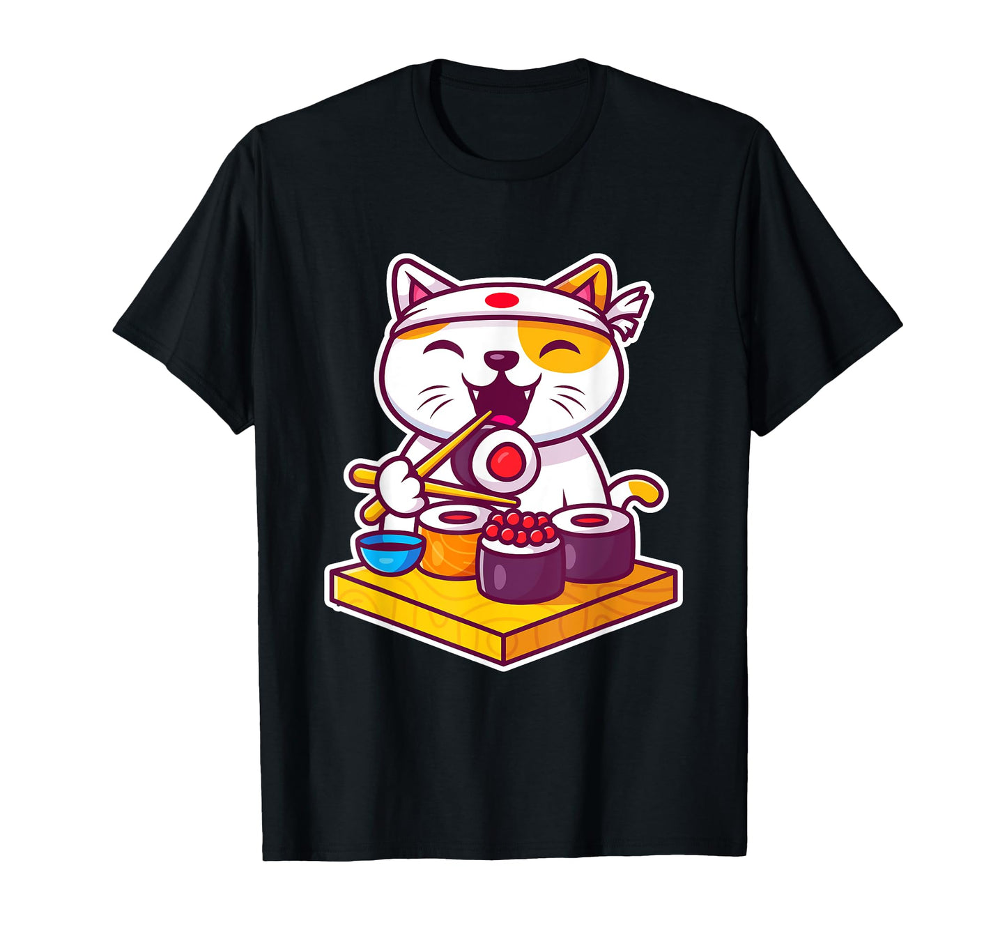 Funny Cool Sushi Cat New Look Outfit Illustration Graphic Men Women Kids T-Shirt