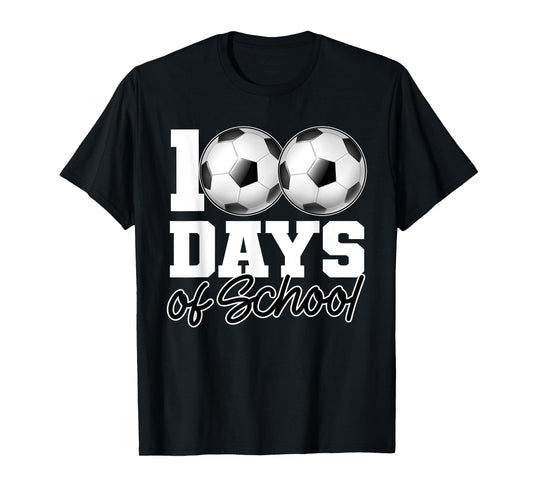 100 Days of School Soccer Ball 100th Day School Gym Teacher T-Shirt for Men Women Girls Kids