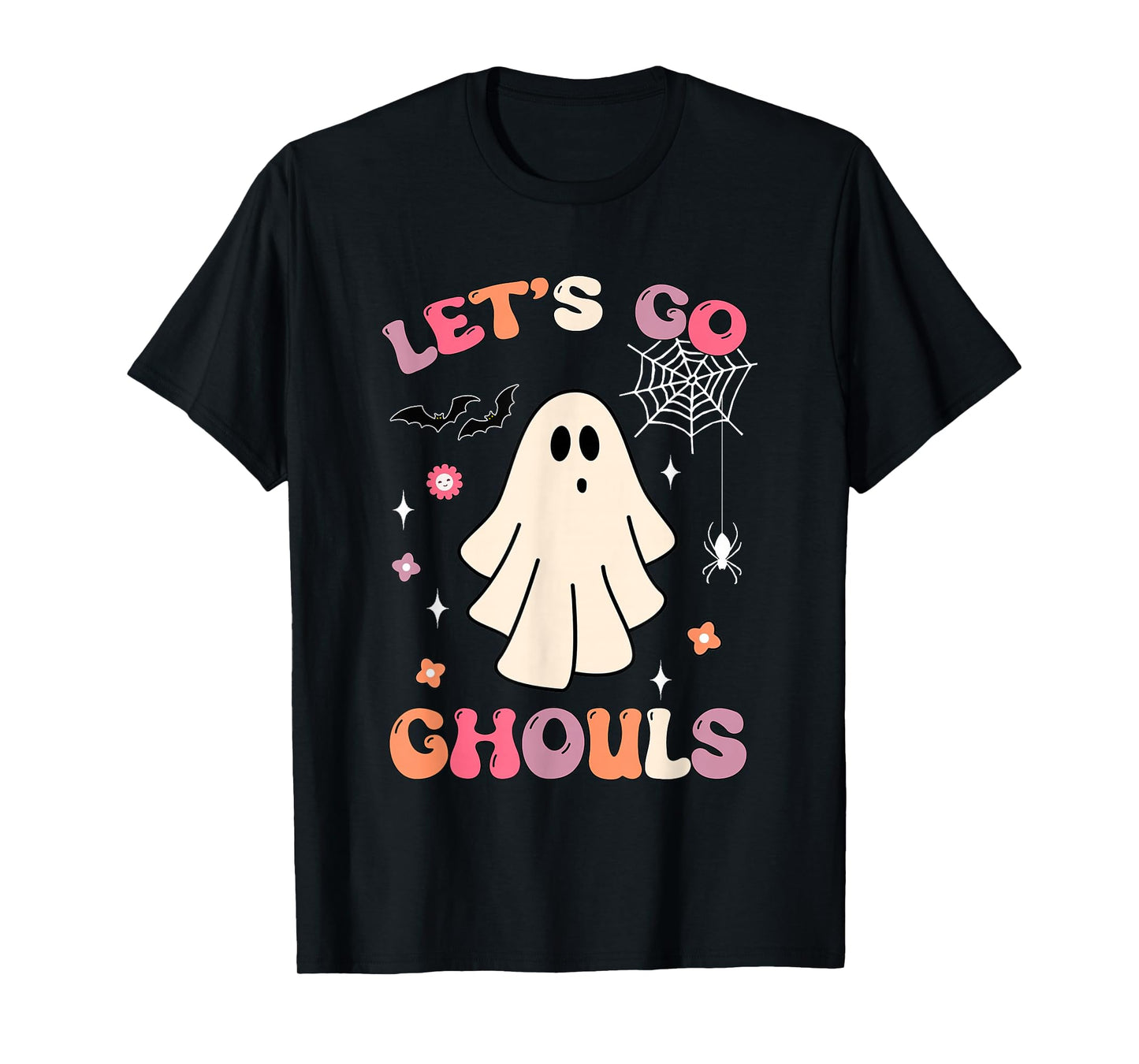 Halloween Ghost Outfit Costumes Retro Groovy Let's Go Ghouls T-Shirt