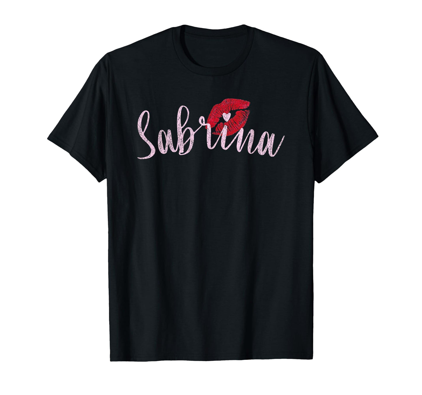 Sabrina Name Graphic T - Heart Lips - Personalized Chic T-Shirt