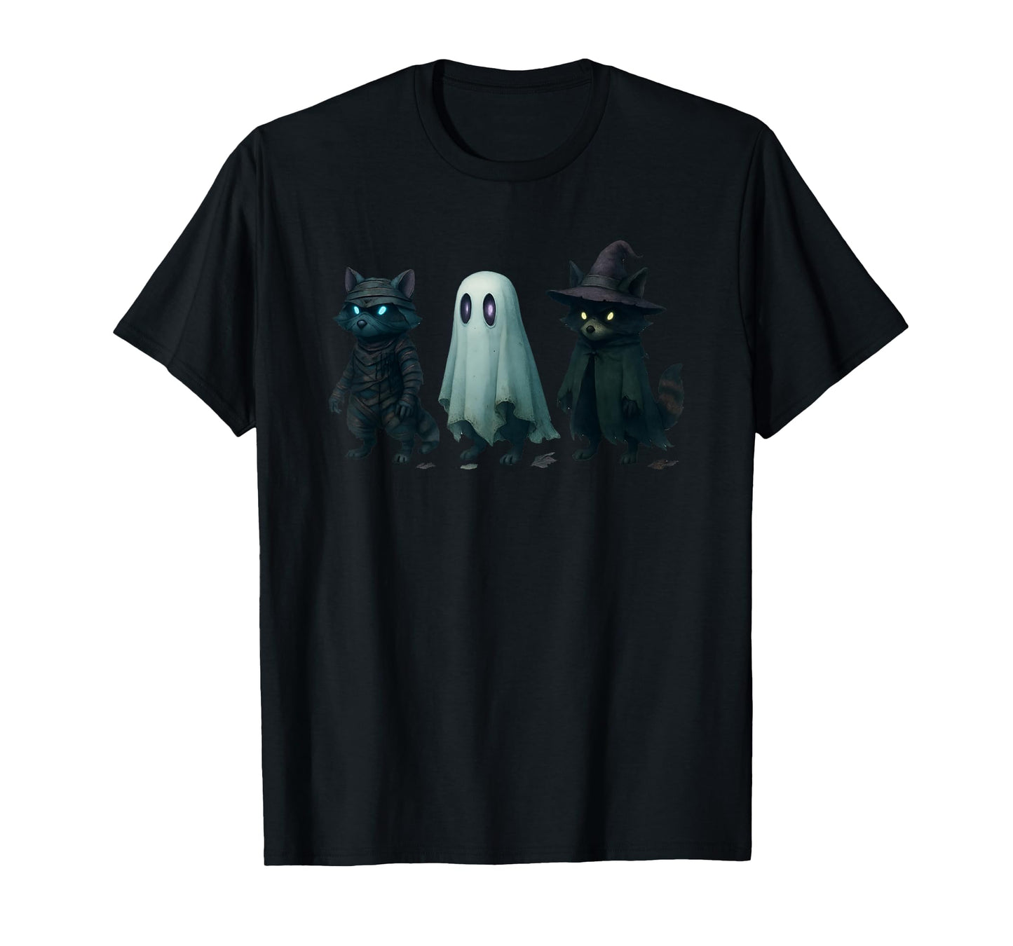 Spooky and Feral Funny Witch Ghost Raccoon Halloween Costume T-Shirt