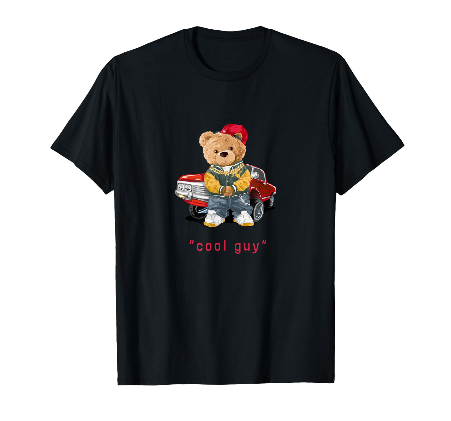 Cool Teddy Bear Vintage Car Guy Cartoon Graphic Designs Fun T-Shirt