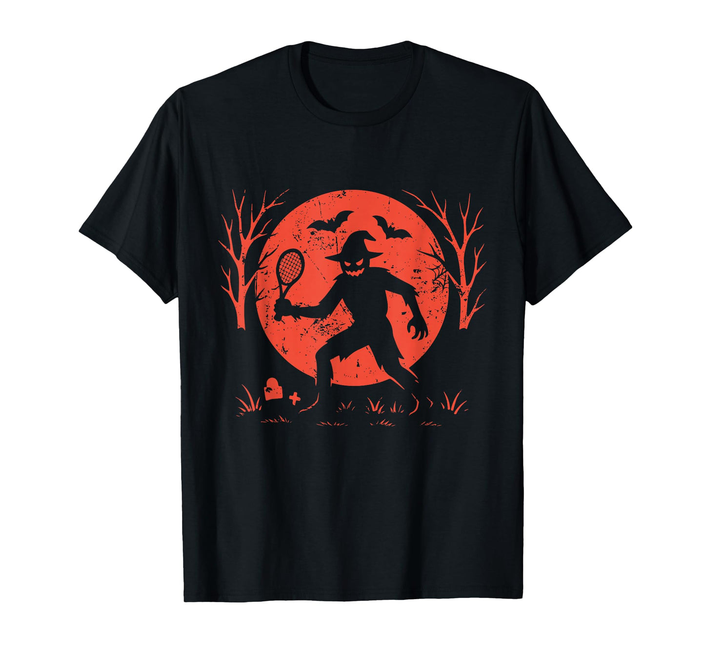 Scarecrow Tennis Halloween Moon T-Shirt
