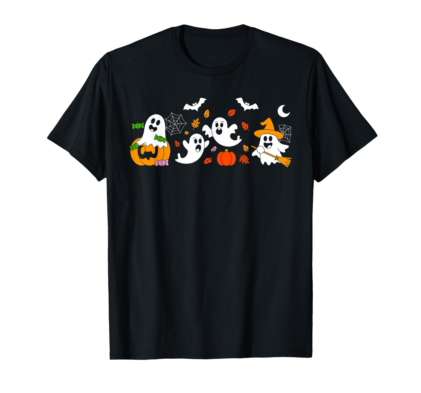 Cute Ghost Drinking Coffee Halloween Fall Ghost Book Reading T-Shirt