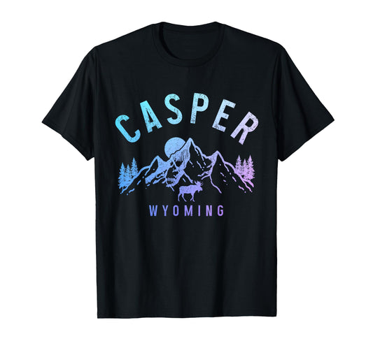 Casper Wyoming Vintage Mountains Moose Nature Lover T-Shirt