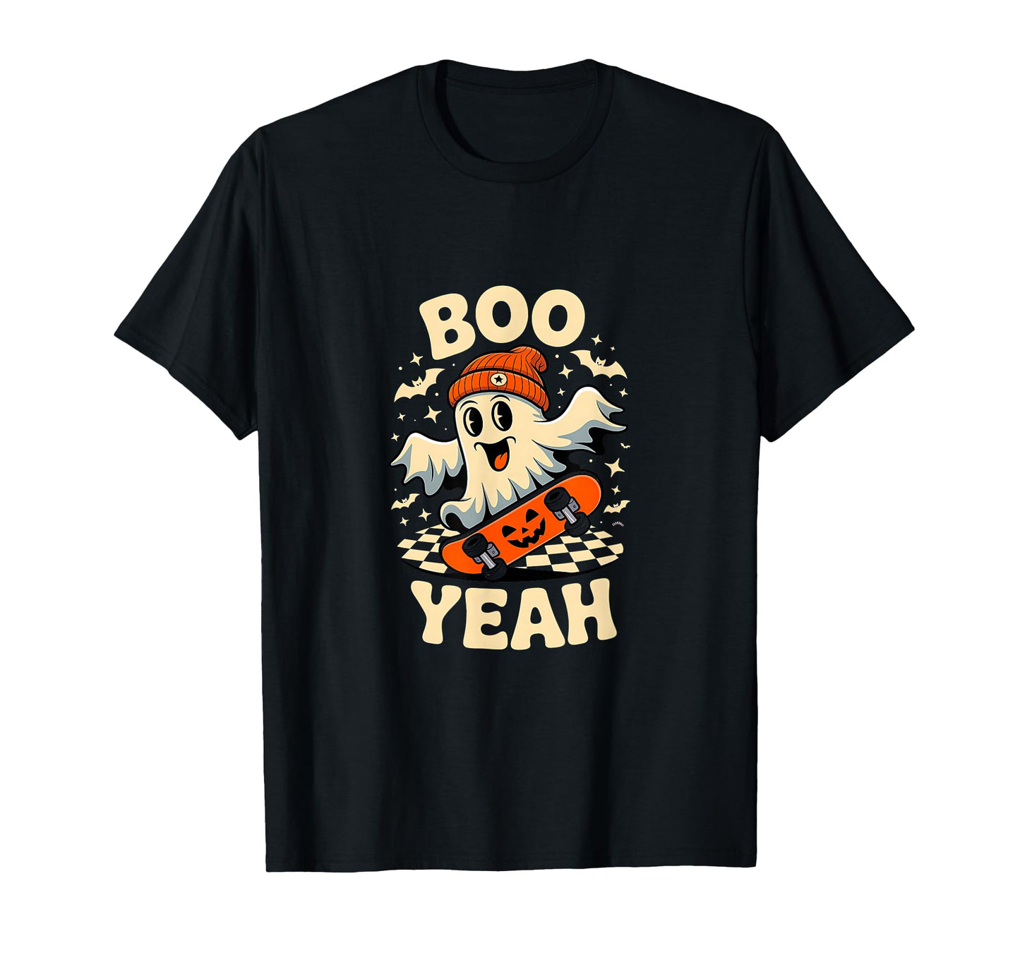 Boo Yeah Halloween Ghost Boys Retro Skateboard Toddler Kids T-Shirt
