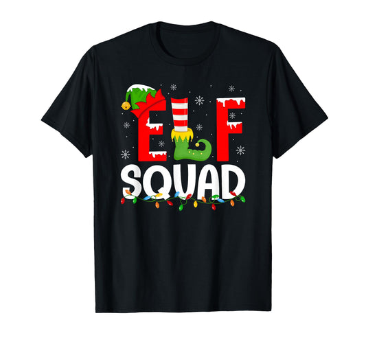 Elf Squad Christmas Pajamas Matching Family Men Women Xmas T-Shirt