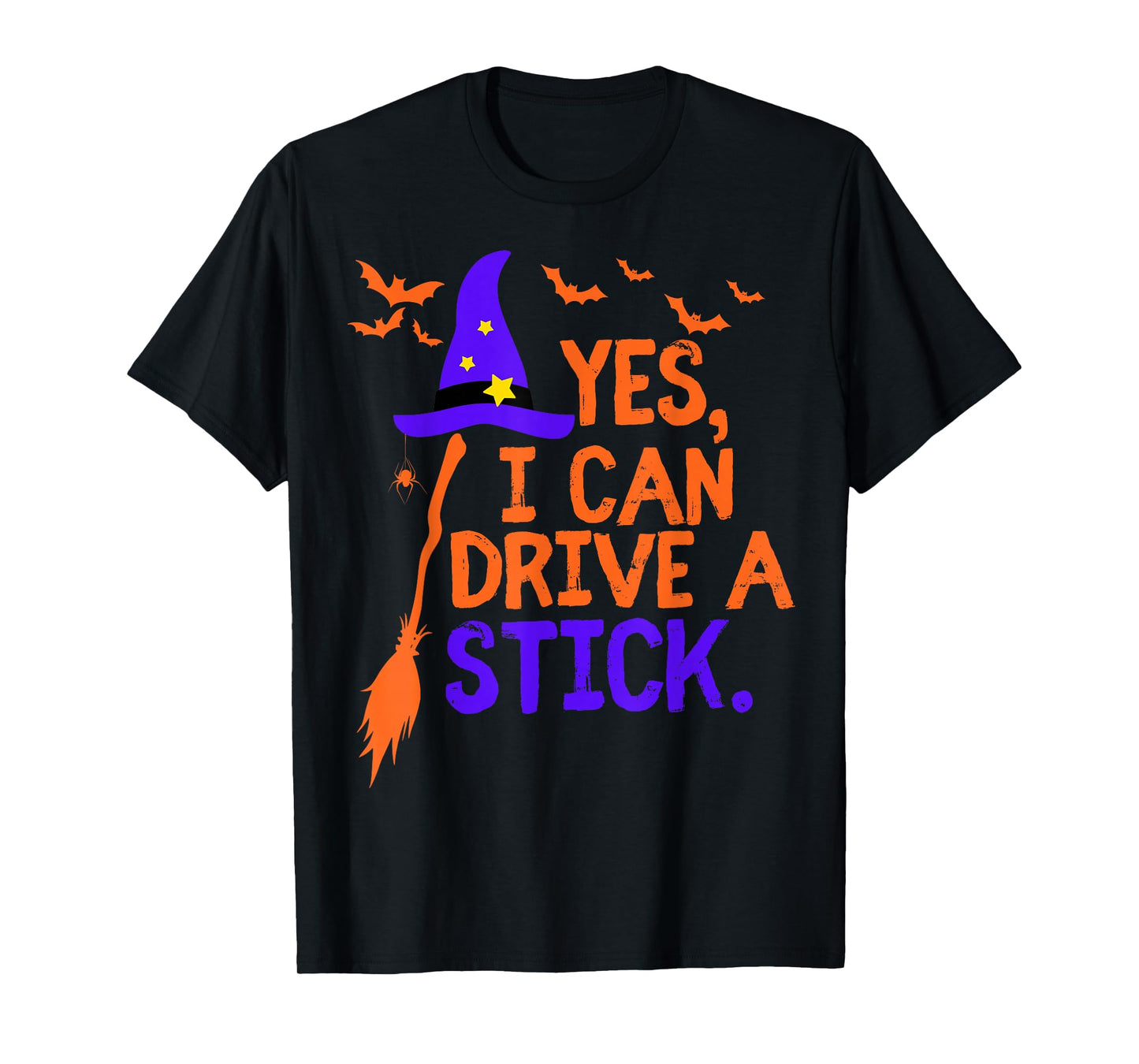 Funny Yes I Can Drive A Stick Witch for Women Cute Halloween T-Shirt