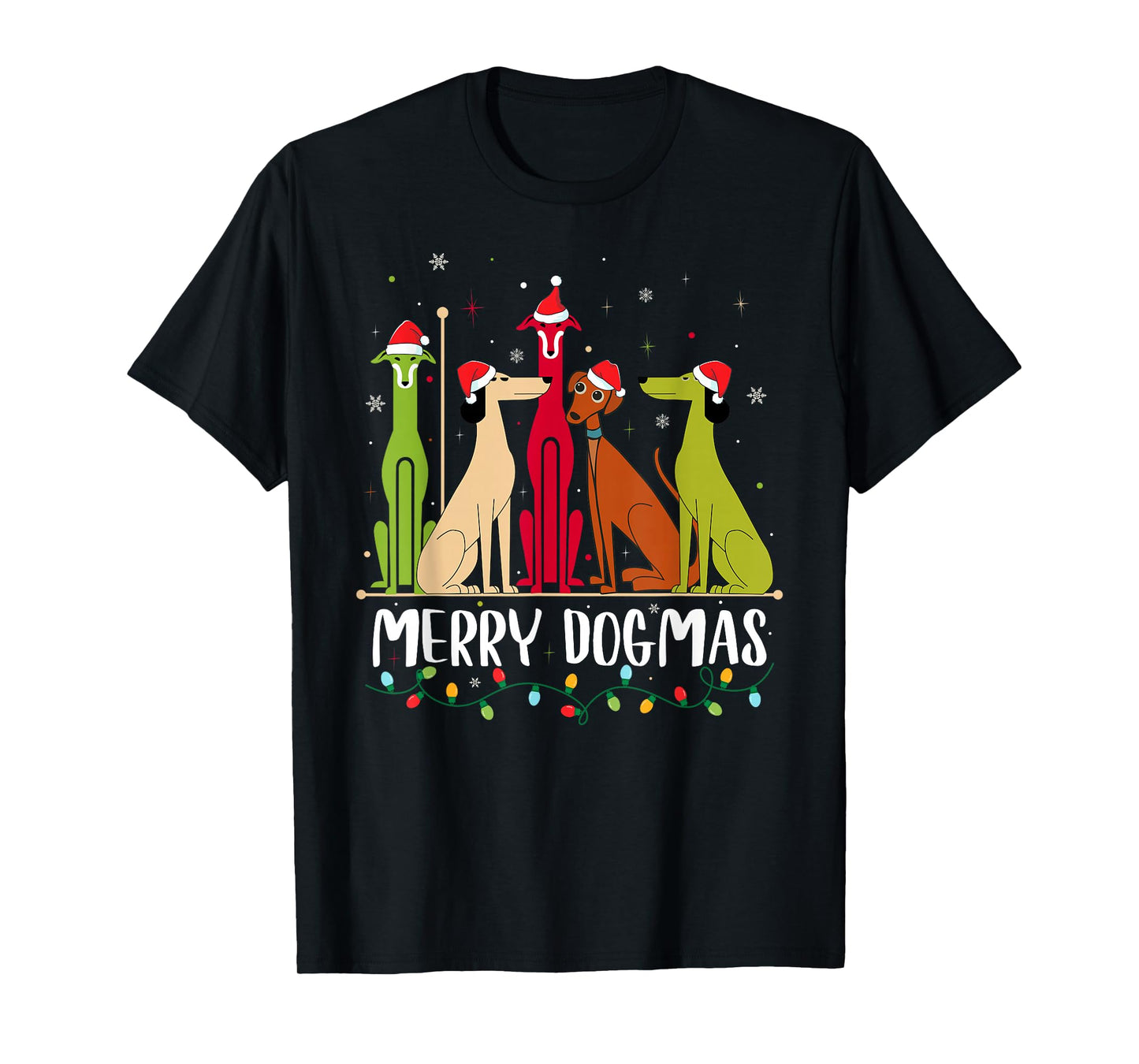 Modern Dogs 60s 70s 80s Style Funny Dogs Christmas T-Shirt