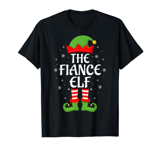 Fiance Elf Xmas Family Matching Elf Squad Christmas T-Shirt