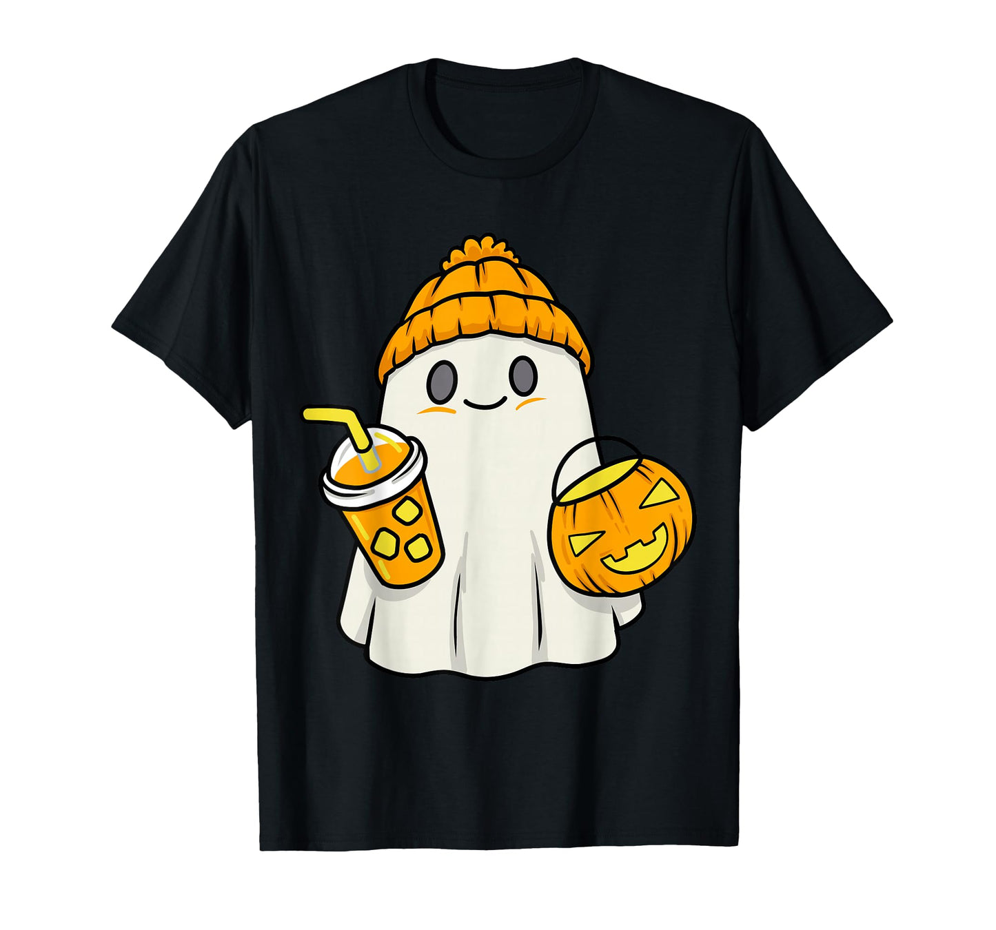 Halloween Costume Ghost Drinking Pumpkin Men Women Girls T-Shirt