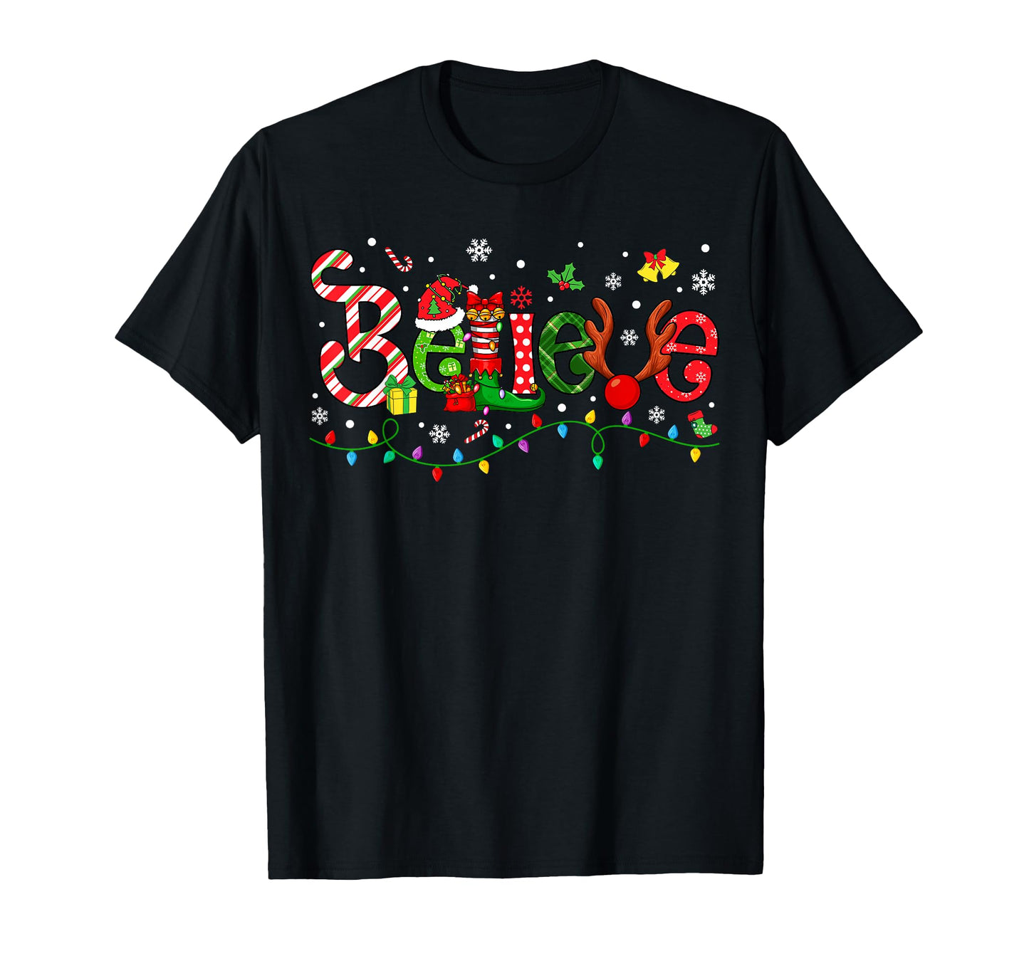Believe Merry Christmas Santa Team Squad Matching Family T-Shirt