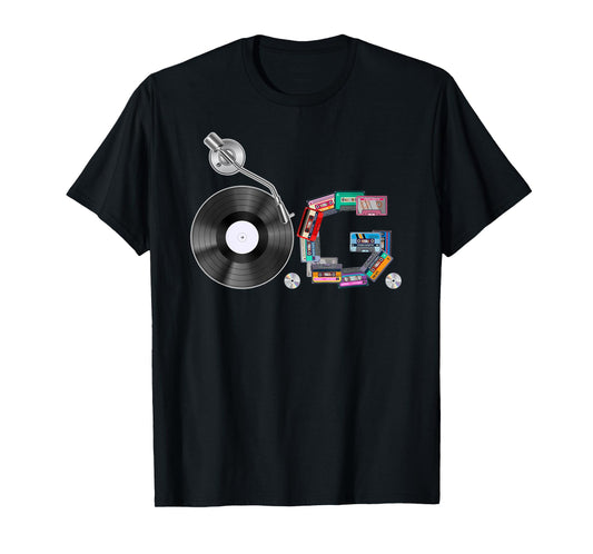 Old School OG Hip Hop Head Vinyl, CDs, Tapes 80s 90s Retro T-Shirt