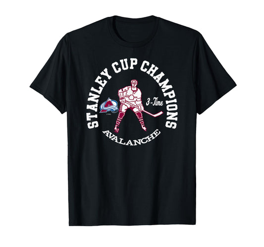 Colorado Avalanche Stanley Cup Champions 3-Time Navy T-Shirt